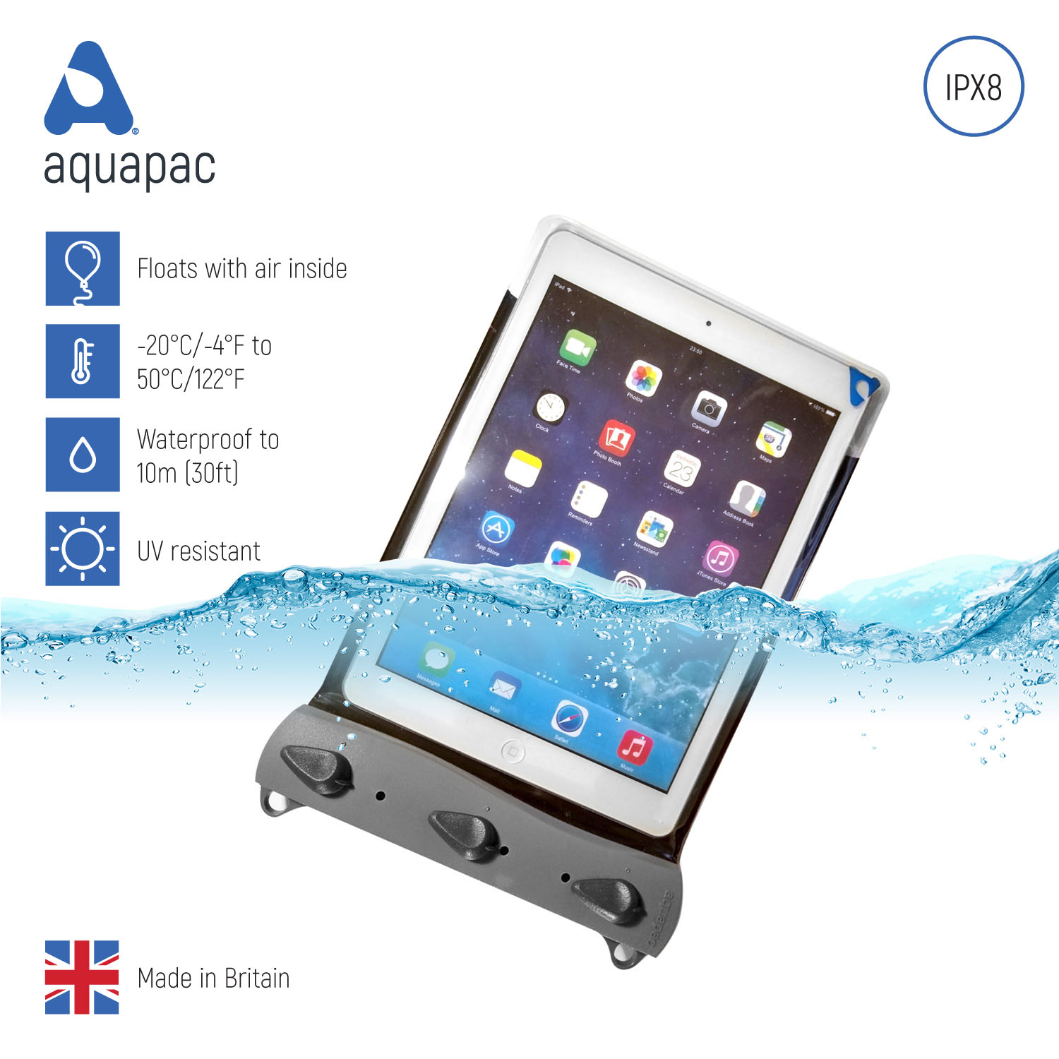 Aquapac™ 100% wasserdichte Tablet / iPad™ / PC / E-Book-Tasche von 9,7 bis 10,5 Zoll